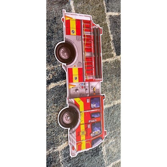Melissa and Doug Kids Jumbo Jigsaw Floor Puzzle Giant Fire Truck Engine - Picture 2 of 3